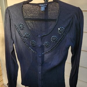 Tracy M Cotton & Beaded Sweater